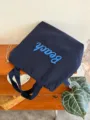 Korean style large capacity letter canvas tote bag casual shoulder bag for students - Double-Layer Thickened / Blue