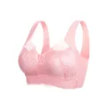 Soutien-gorge sans armatures en dentelle rose, haut de lingerie grande taille respirant. - M / Hauts / Rose