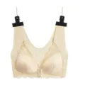 Seamless lace front closure bra vest for women, comfortable plus size underwear main view. - M / Nude