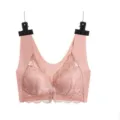 Seamless lace front closure bra top for women, comfortable daily wear underwear, pink main image - M / Pink