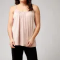 Plus size modal camisole tank top for women in light pink, breathable inner wear basic top. - S / Tops / Apricot