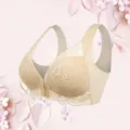 Comfortable wireless front closure lace plus size bra for women daily wear seamless support. - M / Tops / Nude