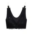 Black lace seamless bra plus size front buckle vest underwear for women daily wear - M / Black