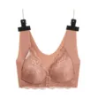 Reggiseno in pizzo senza cuciture con chiusura frontale comodo per le donne eleganti - Caffè
