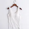 Caraco blanc en modal avec coussinets integres, debardeur basic sans coutures pour femmes. - S(34/80) / Hauts / Blanc