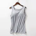 Débardeur gris en modal avec coussinet intégré été décontracté sans manches basique - S(34/80) / Hauts / Gris