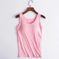 Caraco rose en modal avec soutien-gorge intégré, variante de sous-vêtement féminin sans manches. - S(34/80) / Hauts / Rose