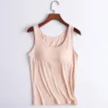 Caraco modal avec soutiens-gorge intégrés pour femme, beige sans manches basique. - Abricot