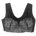 Black wireless lace plus size sports sleep bra, comfortable tank top design for daily wear. - 34/75 (S) / Transparent Black