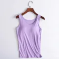 Débardeur camisole pour femme en modal avec soutien-gorge intégré mauve, variante. - Mauve Clair