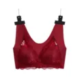 Reggiseno in pizzo rosso con chiusura frontale taglia forte sexy lingerie push-up - Borgogna