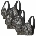 Soutien-gorge en dentelle sans armatures noir variante, ensemble push-up confort femme - 3XL / Hauts / Lot de 3 / Triple Noir Transparent