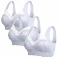 Lot de 3 Soutien-Gorge en Dentelle Push-Up Grande Taille Sans Armatures Confortable - M / Hauts / Lot de 3 / Triple Gris