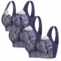 Soutien-gorge push-up en dentelle violette, sous-vêtement sans armatures confortable 3pcs - M / Hauts / Lot de 3 / Triple Bleu