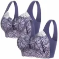 Seamless lace push up bra for women, wireless comfortable daily wear undergarment. - M / Tops / 3 Pieces/Pack / Blue (3 Pieces)