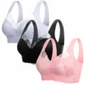 3PC Seamless Lace Push Up Bra Women Underwear Adjustable Comfort Bralette Lingerie - M / Tops / 3 Pieces/Pack / Pink, Black, Gray (3 Pieces)