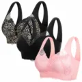 Women seamless lace push up bra comfortable wireless lingerie solid color three pieces set. - M / Tops / 3 Pieces/Pack / Pink, Black, Transparent Black (3 Pieces)
