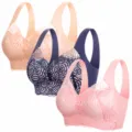 Seamless lace push up bra for women wireless comfort gathering daily intimates pack - M / Tops / 3 Pieces/Pack / Pink, Blue, Beige (3 Pieces)