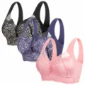 Seamless lace push up bra for women, wireless comfortable bra set with wide straps. - M / Tops / 3 Pieces/Pack / Pink, Blue, Black (3 Pieces)