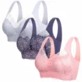 Seamless push-up lace bra for women, comfortable wireless multi-color lingerie set. - M / Tops / 3 Pieces/Pack / Pink, Blue, Gray (3 Pieces)