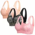3-pack seamless lace push-up bras for women, comfortable wireless everyday wear styles. - M / Tops / 3 Pieces/Pack / Pink, Transparent Black, Beige (3 Pieces)