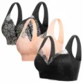 Seamless lace push-up bra for women, wide straps gathering comfort underwear variant. - M / Tops / 3 Pieces/Pack / Black, Transparent Black, Beige