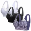 Women's lace seamless bra push up gathering comfortable daily undergarments multi-color variant - M / Tops / 3 Pieces/Pack / Blue, Black, Gray