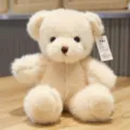 Detailed close-up of the cute beige teddy bear plush toy, showing soft furry texture. - Plain Beige Bear / 30 cm