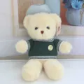 Cute stuffed teddy bear plush toy wearing green sweater soft animal doll for kids birthday gifts - Green Label Sweater Beige Bear / 30 cm