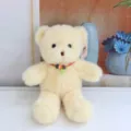 Light yellow plush teddy bear toy with colorful bead necklace and green star pendant cute gift - Necklace Beige Bear / 30 cm