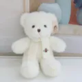 Cute white teddy bear plush toy with knit scarf and cute bee emblem for kids gift - White Scarf White Bear / 30 cm