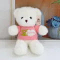 Adorable white teddy bear plush toy wearing pink knit sweater soft stuffed doll gift - Pink Sweater White Bear / 30 cm