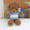 Brown plush teddy bear toy wearing blue and white striped sweater cute gift plushie - Blue Sweater Brown Bear / 30 cm