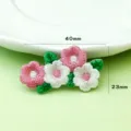 Toppa ricamata fiori rosa e bianchi, 40x23mm accessorio cucito fai da te per abbigliamento. - Gruppo di fiori rosa