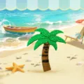 DIY coconut tree embroidered patch beach style fabric badge for clothing decoration. - Palm Tree / 28x25mm