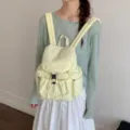 Sac à dos minimaliste décontracté de grande capacité avec cordon pour femmes jaune clair - Jaune