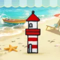 Seaside lighthouse embroidered patch red and white fabric badge DIY clothing accessory - Lighthouse / 18x55mm