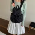 Sac à dos à cordon décontracté minimaliste noir, sacoche légère pour femme et étudiante. - Noir