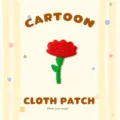 Cute cartoon red flower embroidery cloth patch for DIY clothing repair and decorative patches. - Red Carnation