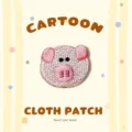 Simpatico toppa di stoffa ricamata maialino dei cartoni animati, patch termoadesiva DIY. - Testa di maiale