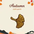 Ginkgo leaf cloth patch detail, autumn themed embroidered badge for clothes and DIY decor. - Ginkgo