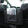 Car storage organizer mesh bag with tablet holder for back seat interior car accessories - Black Upgraded Mesh