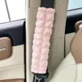 Pink Puffed Car Seat Belt Cover Soft Comfortable Shoulder Pad Car Interior Accessory - Puff Shoulder Pad / Pink