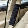 Black puffy car seatbelt cover soft comfortable shoulder pad protector for vehicle interior use - Puff Shoulder Pad / Black