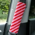 Pink striped lamb wool car seat belt cover plush shoulder pad comfortable car accessory - Pink Striped