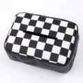 Black and white checkered car tissue box, PU leather and canvas holder for vehicle interior. - Black and White Plaid