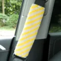 Yellow white striped plush car seatbelt shoulder pad, soft lambswool auto safety belt cover - Yellow White Pattern