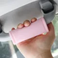 Pink plush car roof grab handle cover, soft interior protective accessory for auto ceiling handle. - 10.5*4.5cm / Pink