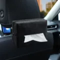 Zwarte suède auto tissue box voor stoelrug, hangende servethouder voor auto-interieur. - Zwart