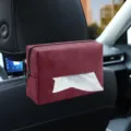 Auto achterbank tissuehouder, bordeauxrode suède hangende servettendoos organizer voor auto. - Rood
